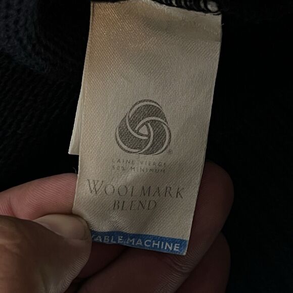 Lacoste Big Logo Wool Mark Blend Laine Vierge Black Sweater Size 16 Large - Picture 8 of 14